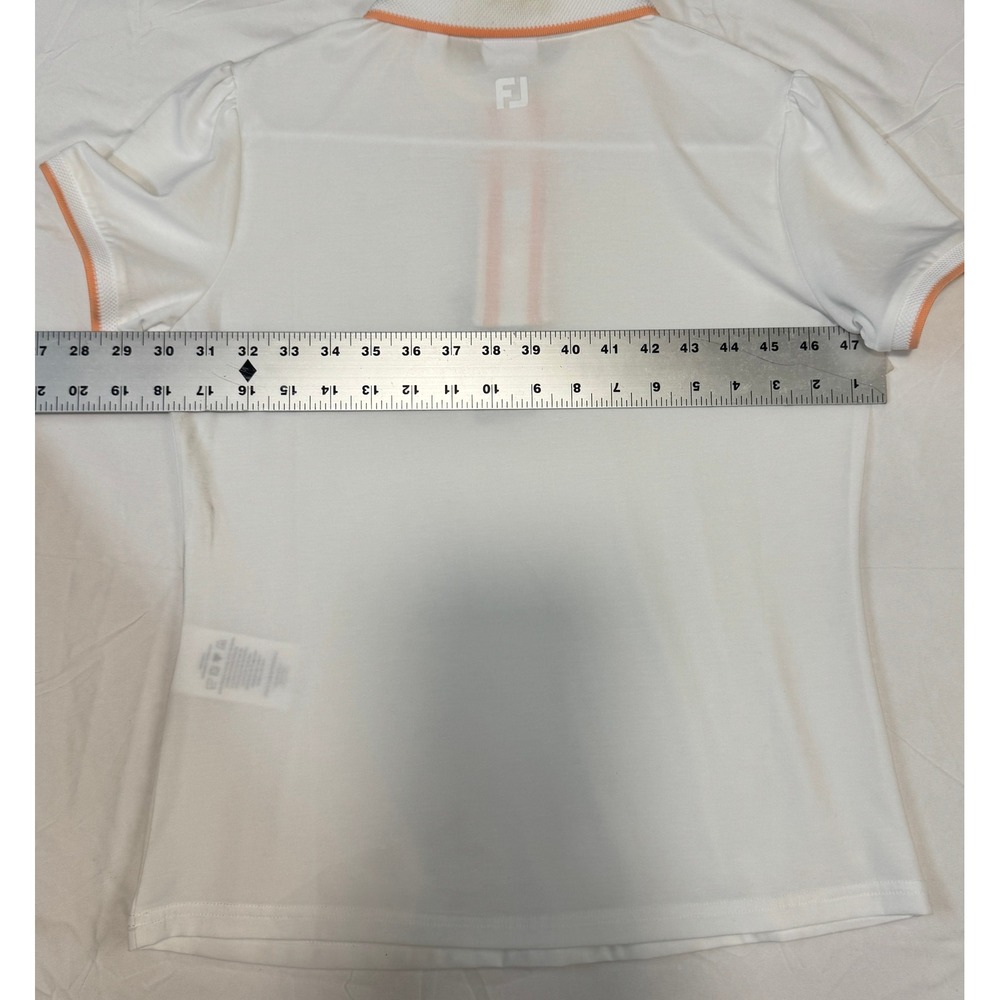 FootJoy Womens ProDry Cap Sleeve Golf Polo White Orange Trim 38903 Small NWT - Picture 4 of 8